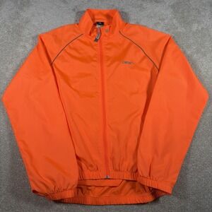 Canari Cycling Full Zip Drop Tail Jacket Mens Large Orange Lightweight Biking